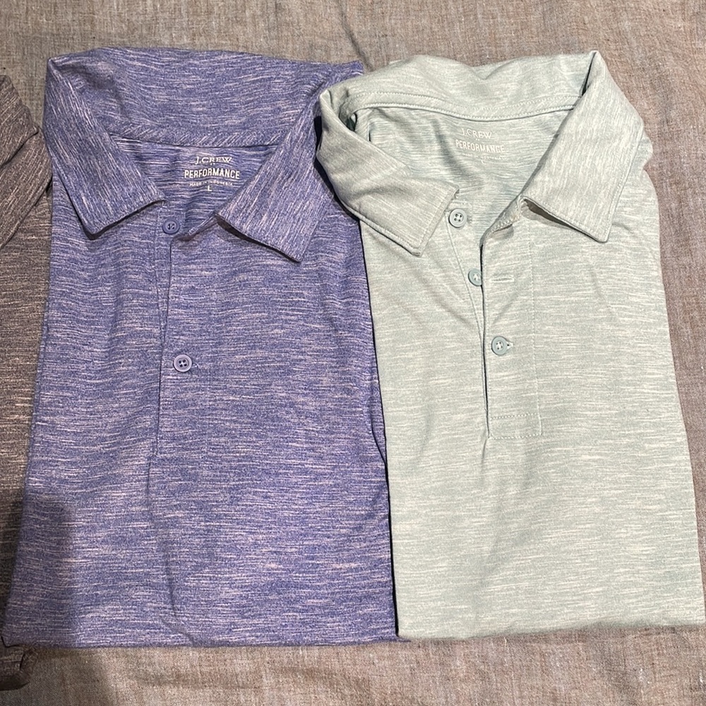 J.Crew Lot of 3 Bundle Performance Short sleeve Polo Shirts Size Large